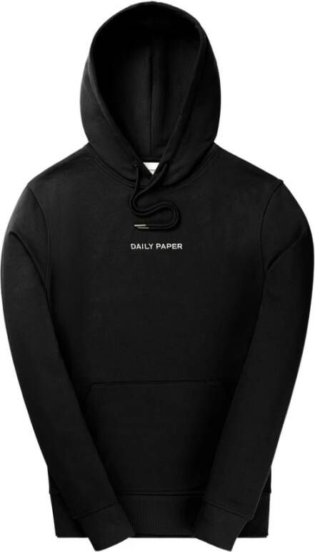 Daily Paper Zwarte katoenen fleece hoodie met geborduurd logo Zwart Heren