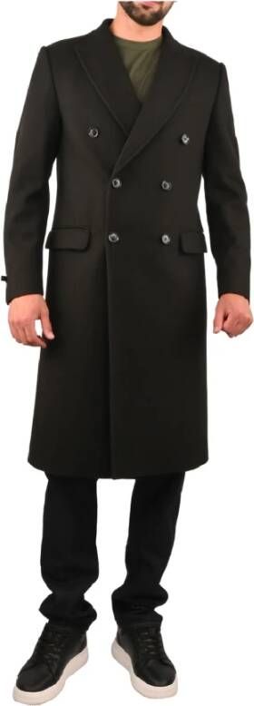 Daniele Alessandrini Double-breasted coat T634M5104206-1 Zwart Heren