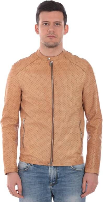 Daniele Alessandrini Luxe Sparta Leren Jas Beige Heren
