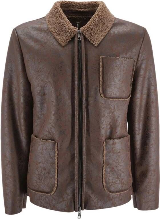 Daniele Alessandrini Leather Jackets Bruin Heren