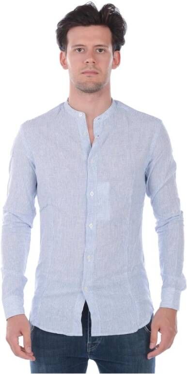 Daniele Alessandrini Slim Fit Koreaans Overhemd Blue Heren