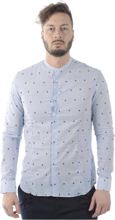 Daniele Alessandrini Slim Fit Koreaans Overhemd Blue Heren