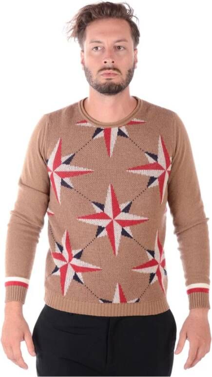 Daniele Alessandrini Sterren Trui Pullover Beige Heren