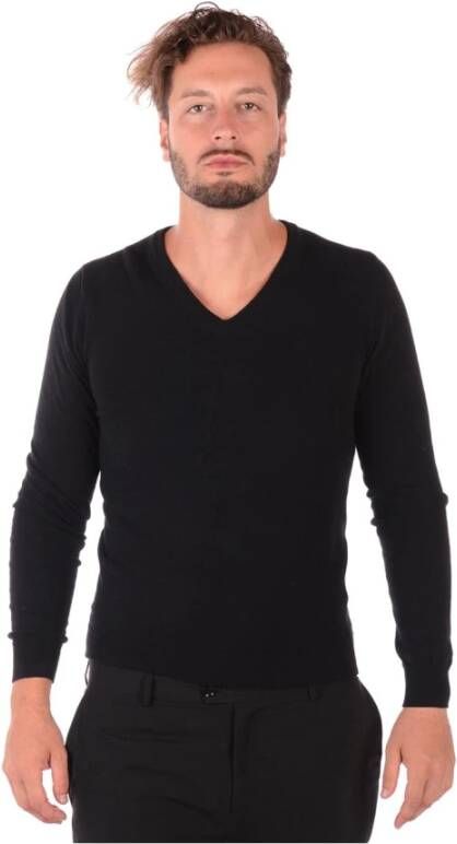 Daniele Alessandrini Gouden V-Hals Sweater Pullover Black Heren