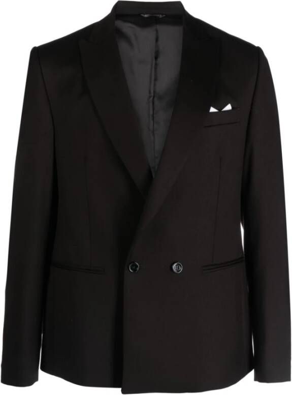 Daniele Alessandrini Zwarte dubbelrijige getailleerde blazer Zwart Heren