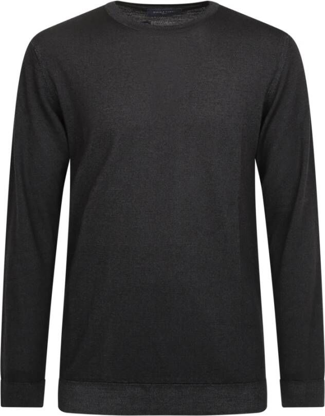 Daniele Fiesoli Zwarte Merinos Wol Crew Neck Trui Zwart Heren