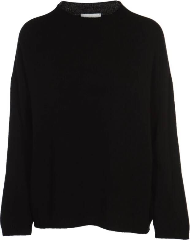 Daniele Fiesoli Zwarte Sweaters Paricollo Rasato Lana Zwart
