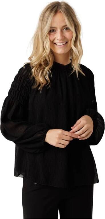 Dante 6 Aubrey Smocked Blouse Raven Zwart Dames