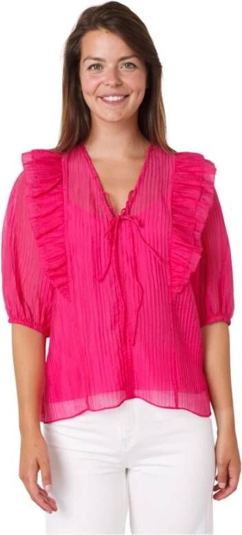 Dante 6 Crinkle Jaquard Blouse Trendy Model Roze Dames