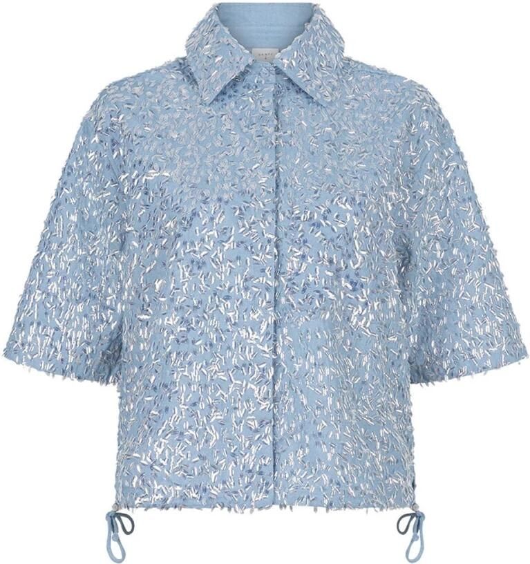 Dante 6 Bardot Pailletten Geknipte Denim Shirt Blue Dames