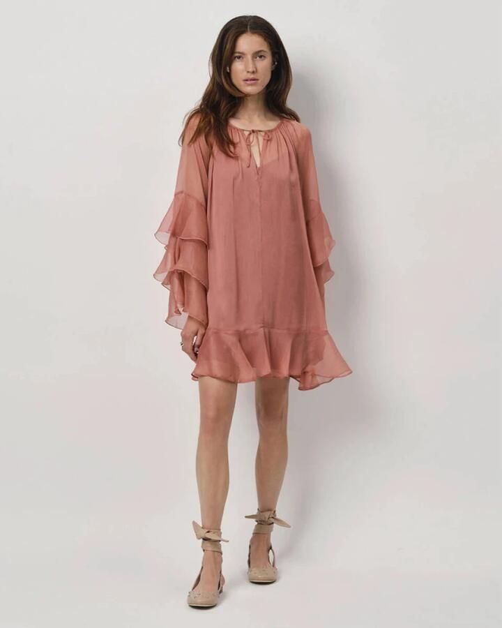 Dante 6 Boho Chiffon Korte Jurk Pink Dames - Foto 3