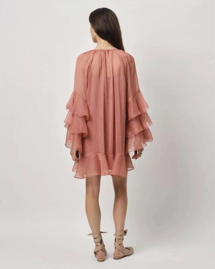 Dante 6 Boho Chiffon Korte Jurk Pink Dames - Foto 4