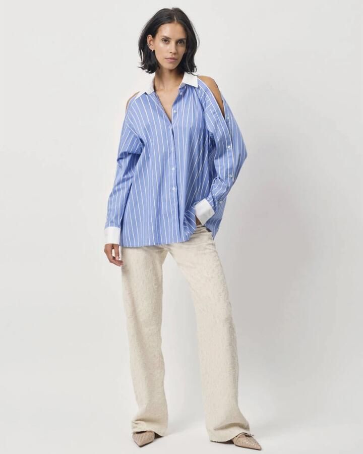 Dante 6 Gestreepte Blouse Lange Mouw Dandy Blue Dames - Foto 2