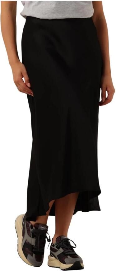 Dante 6 Zwarte Satijnen Midi Rok met Rits en Elastische Tailleband Black Dames - Foto 3