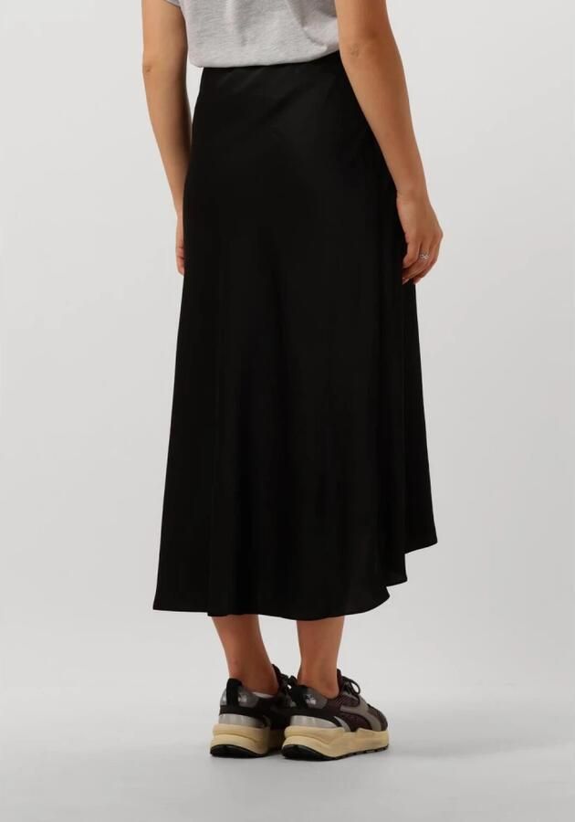 Dante 6 Zwarte Satijnen Midi Rok met Rits en Elastische Tailleband Black Dames - Foto 2