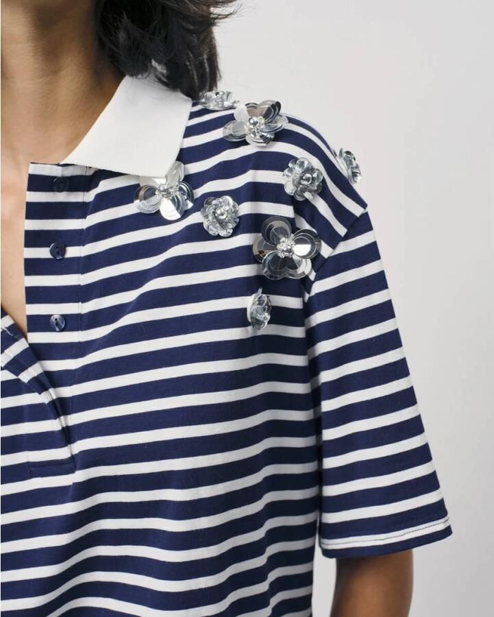 DANTE6 Dames Tops & T-shirts Titan Embellished Polo Shirt Donkerblauw