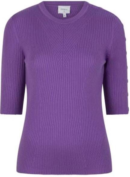 Dante 6 Elegante Button Crewneck Sweater Purple Dames
