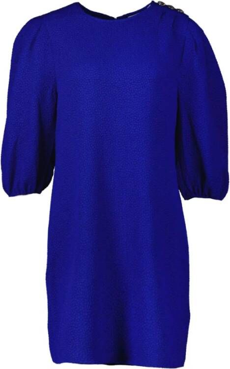 Dante 6 Jaquard jurk met pofmouwen Fonda blauw