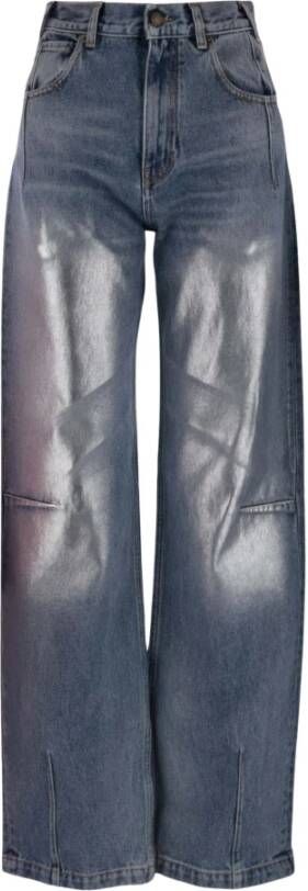 Darkpark Zilver Spray Wide-Leg Denim Jeans Blue Dames