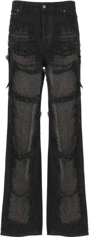 Darkpark Zwarte katoenen jeans met kristallen inzetstukken Zwart Dames