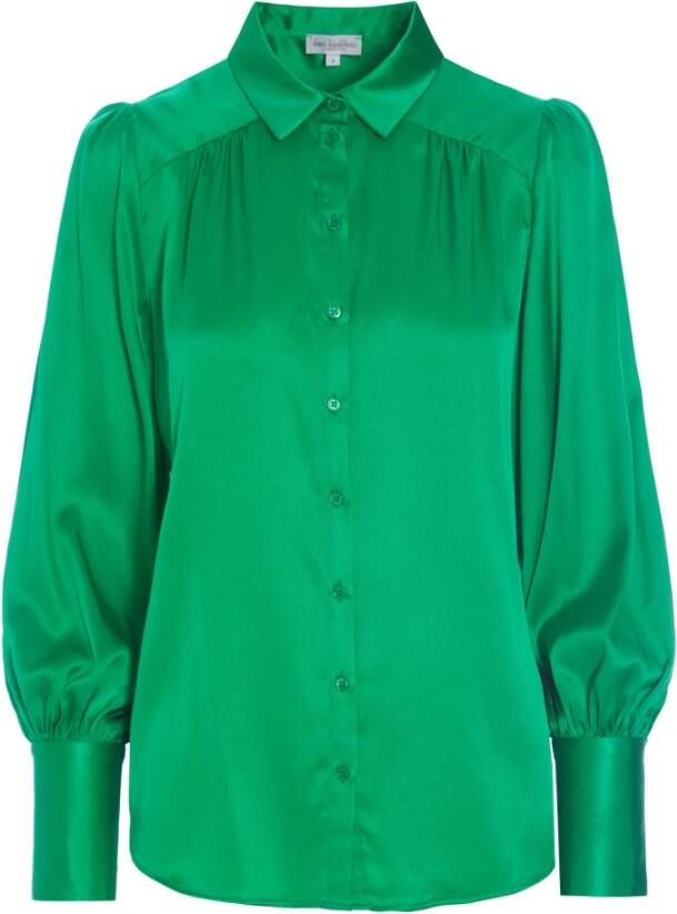 Dea Kudibal Emerald Groene Zijden Satijnen Blouse met Volumineuze Mouwen Groen Dames