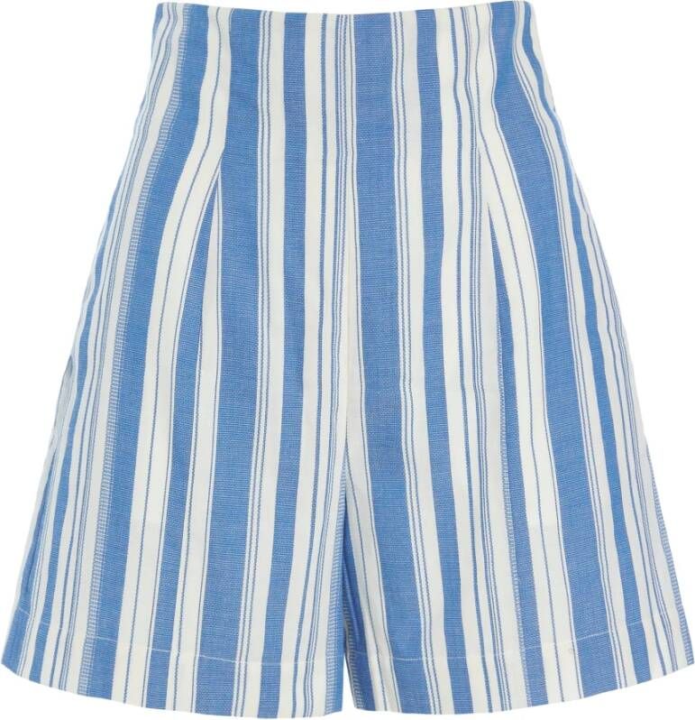 Dea Kudibal Blauw-witte gestreepte shorts met hoge taille Meerkleurig Dames