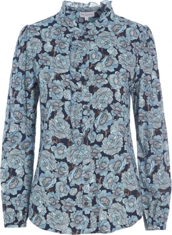 Dea Kudibal Jodie (V) Poppy Teal Ruffle Shirt Blauw Dames
