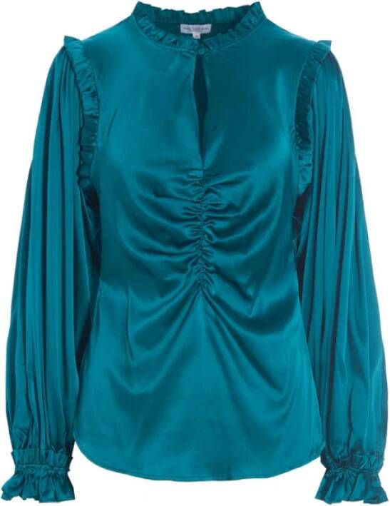 Dea Kudibal Stretch Zijden Blouse Verdes Blauw Dames