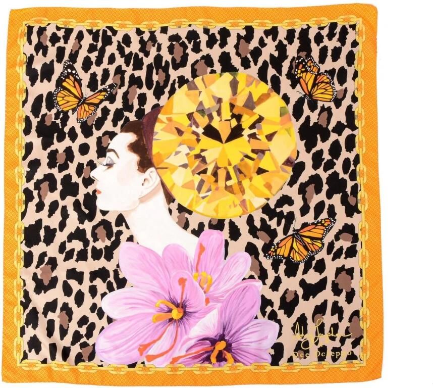 Dee Ocleppo Luipaard Zijden Sjaal Pop Art Multicolor Dames - Foto 3