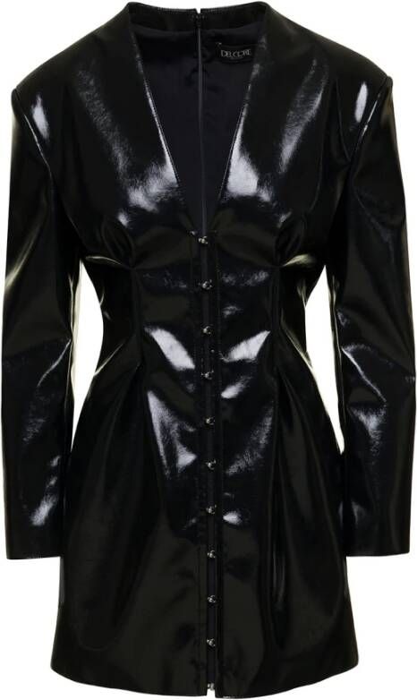 Del Core Zwarte Geknoopte Schouder V-Hals Minijurk Black Dames