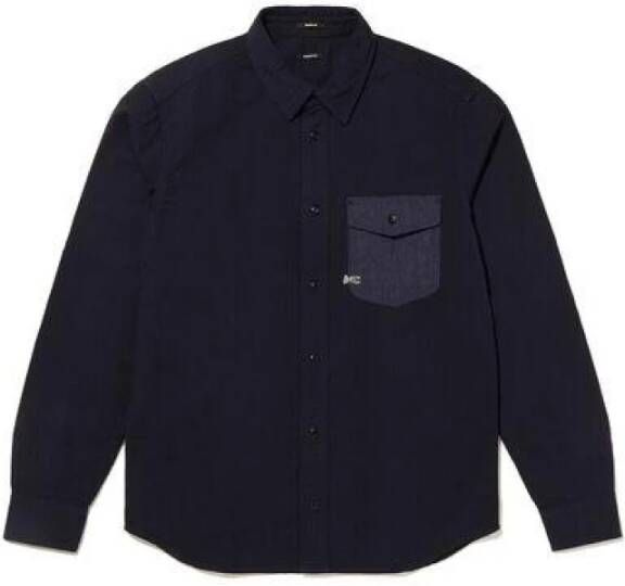 Denham Regular Fit Denim Overhemd met Contrastzak Blauw Heren