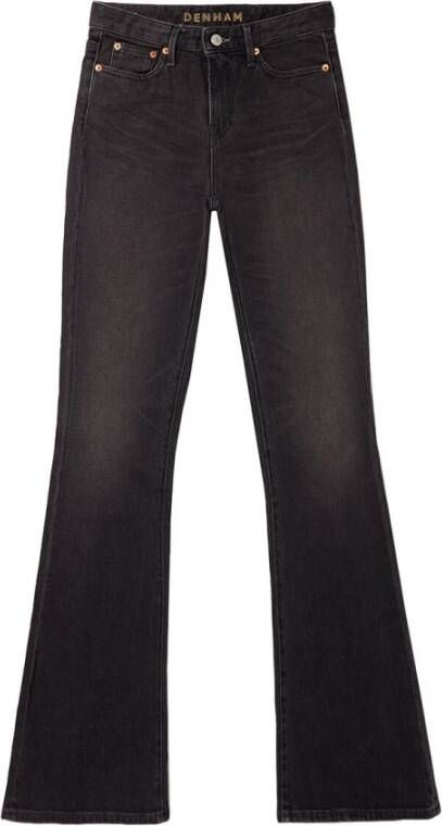 Denham Zwarte jeans met hoge taille en flare pasvorm Black Dames