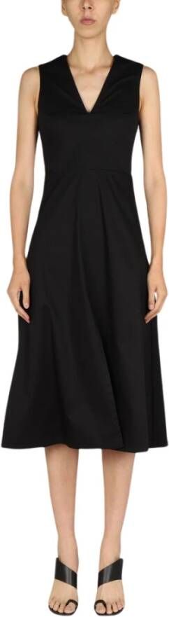 Department Five Elegante Lange Jurk met V-Hals Zwart Dames