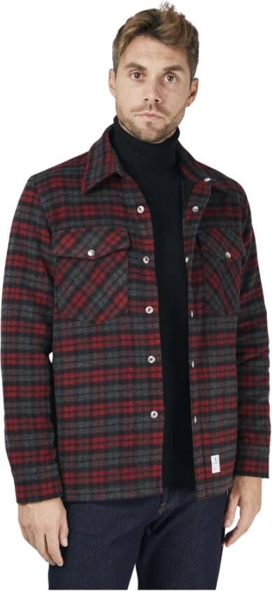 Department Five Rood Geruit Jack Overhemd Red Heren