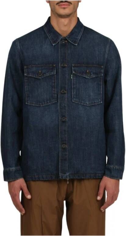 Department Five Overschrijden in denim con interno in Tartan Blauw Heren