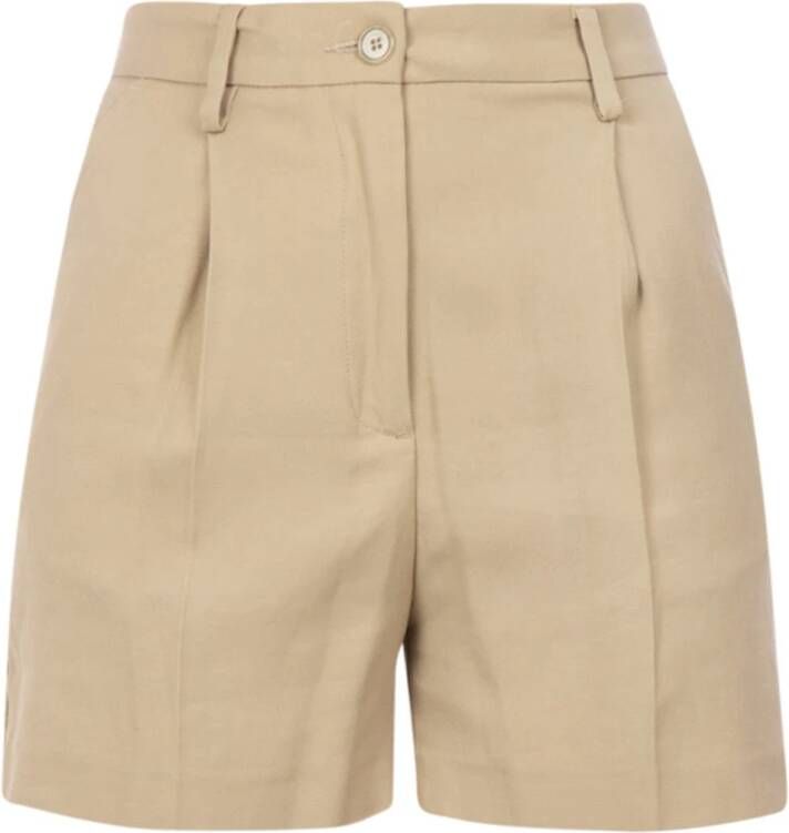 Department Five Gabardine Shorts met elastische tailleband Beige Dames