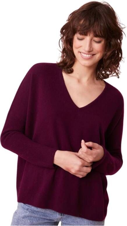 Des Petits Hauts Blauwe Bessen Wol Jersey met V-Hals Purple Dames
