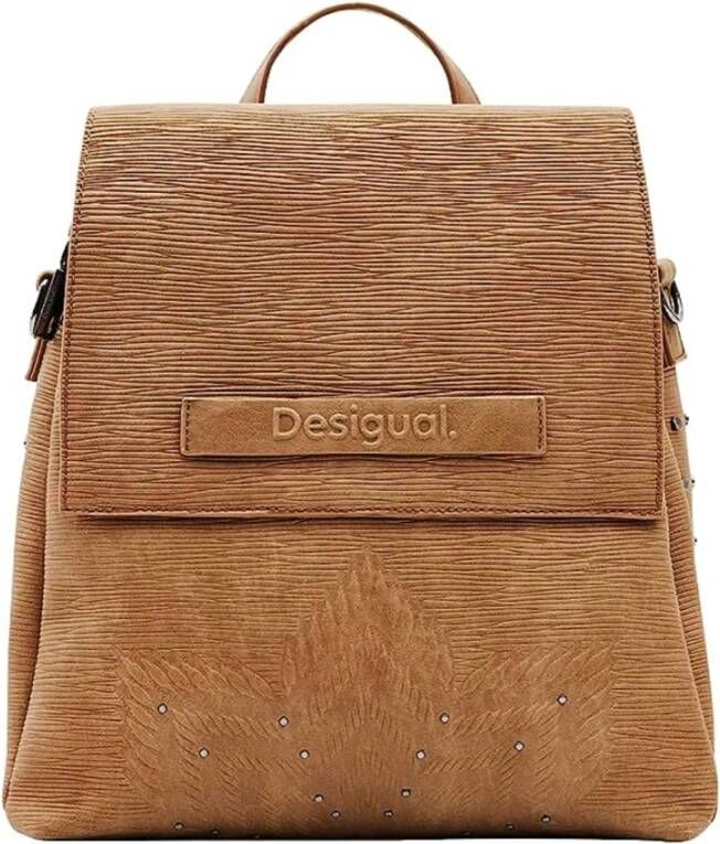 Desigual Kameel Schoudertas met Meerdere Compartimenten Brown Dames