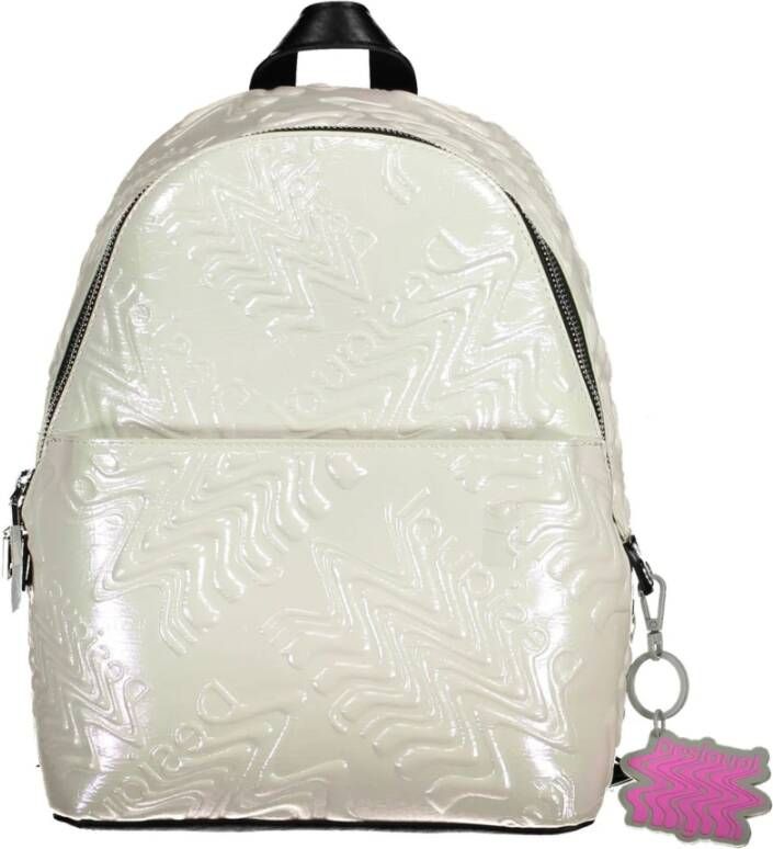 Desigual Iridescent Witte Rugzak met Contrasterende Details Wit Dames