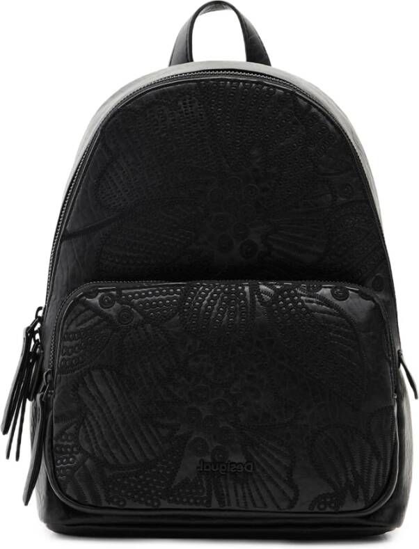 Desigual Geborduurde Bloemen Mini Rugzak Black Dames
