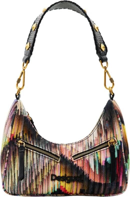 Desigual Zwarte Polyester Handtas met Afneembare Schouderband en Meerdere Zakken Multicolor Dames