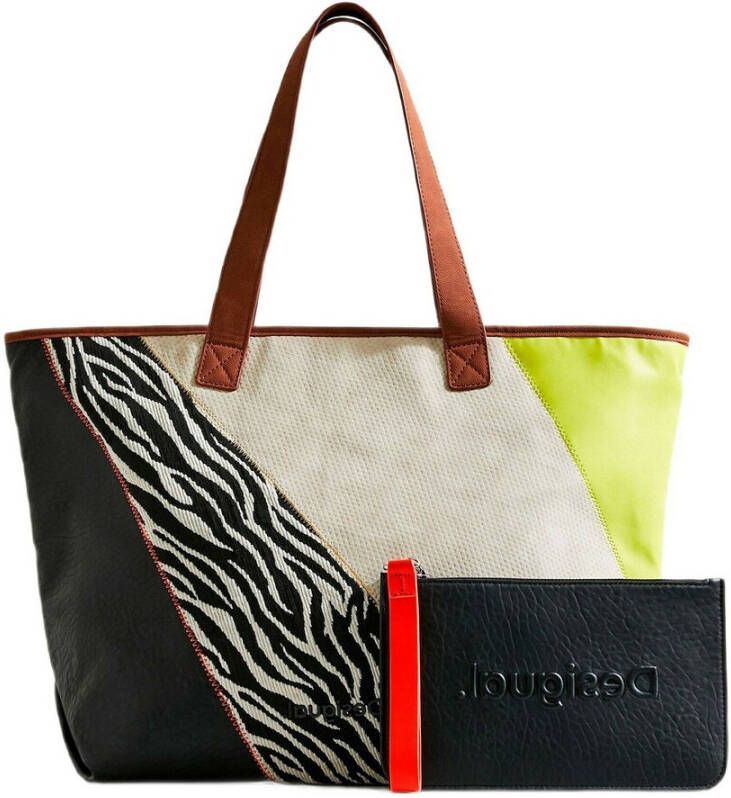 Desigual Bruine Katoenen Handtas met Schouderhengsels en Interne Pouch Multicolor Dames - Foto 3