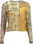 Desigual Elegant Bedrukt Beige Langarm T-Shirt Multicolor Dames - Thumbnail 1