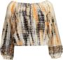 Desigual Beige Katoenen T-shirt met Lange Mouwen en Contrasterende Details Multicolor Dames - Thumbnail 4