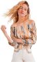 Desigual Beige Katoenen T-shirt met Lange Mouwen en Contrasterende Details Multicolor Dames - Thumbnail 2