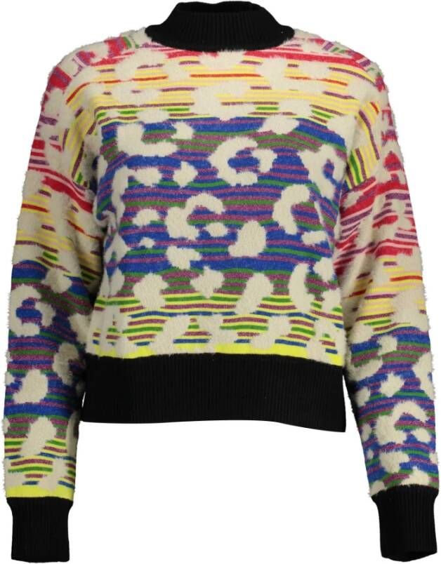 Desigual Blauwe Polyester Trui Lange Mouwen Ronde Hals Contrasterende Details Blauw Dames - Foto 2