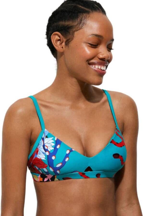 Desigual Turquoise Bedrukte Strandkleding met Kliksluiting Blue Dames