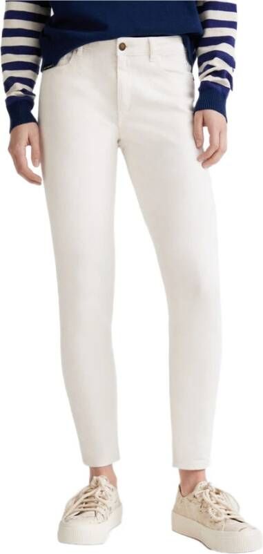 Desigual Witte effen damesjeans met ritssluiting en knoopsluiting White Dames