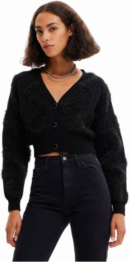 Desigual Zwarte Geknoopte Cardigan voor Vrouwen Black Dames
