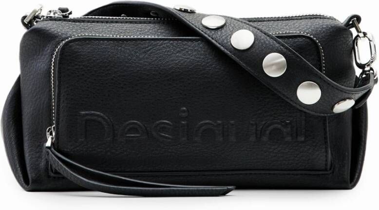 Desigual Zwarte Polyethyleen Schoudertas met Afneembare Band Black Dames